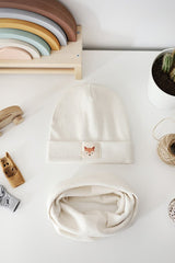 Ecru Fox Ribbed Beanie & Neck Warmer Set - TryAladdin