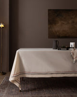 Ecru Red 100% Cotton Tablecloth - Everyday Dining & Kitchen Linen - TryAladdin