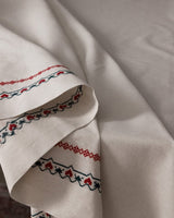 Ecru Red 100% Cotton Tablecloth - Everyday Dining & Kitchen Linen - TryAladdin