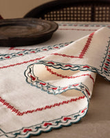 Ecru & Red Cotton Placemats - Set of 2 Reversible Dinner Mats - TryAladdin