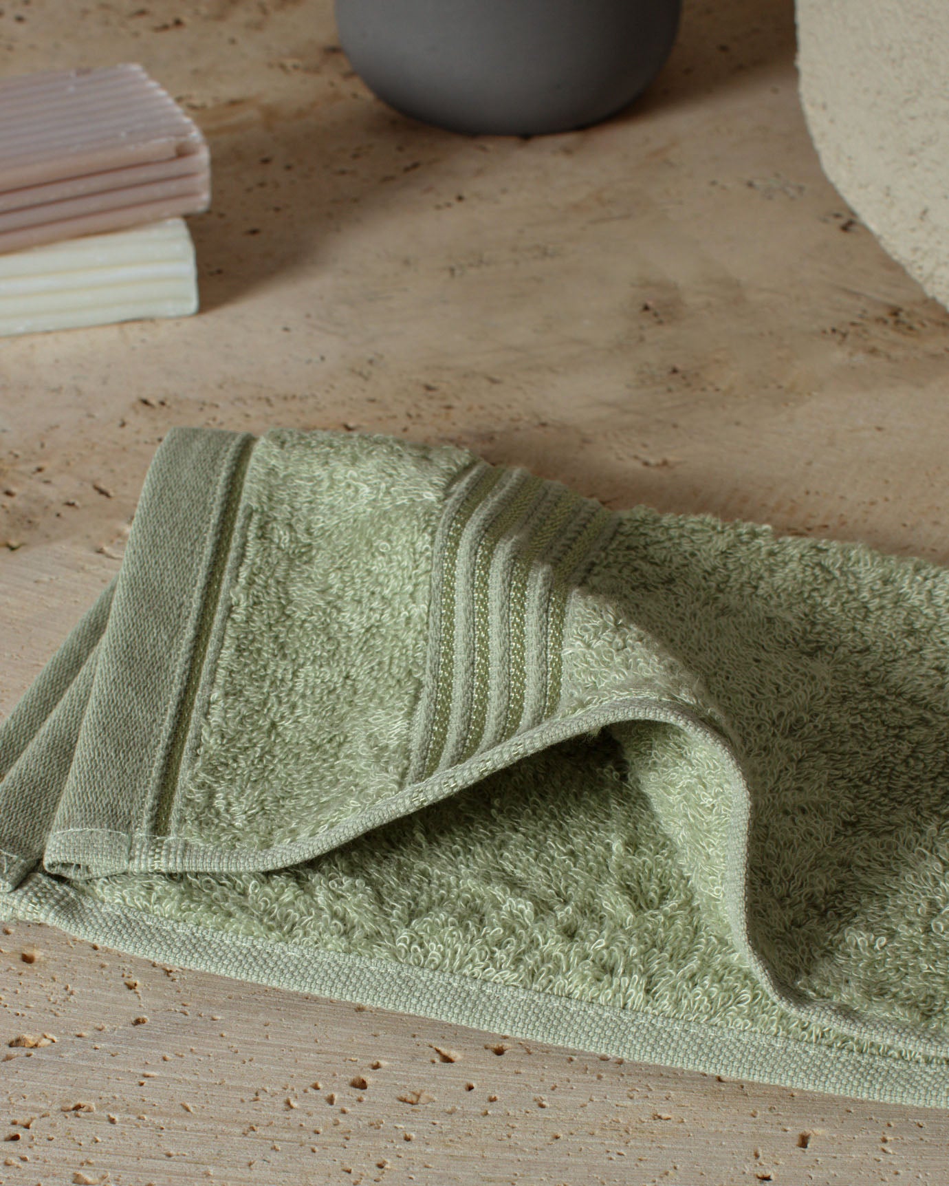 Light Green Cotton Hand Towel Set - 2 Pack