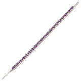 Sterling Silver Synthetic Amethyst Oval Line Bracelet