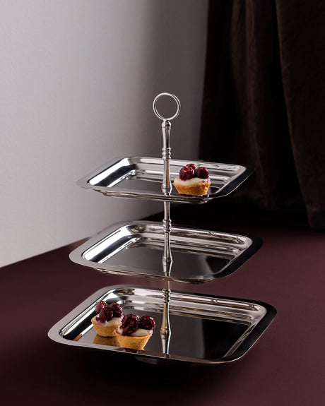 Stainless Steel 3-Tier Cake Stand - Modern Silver Finish