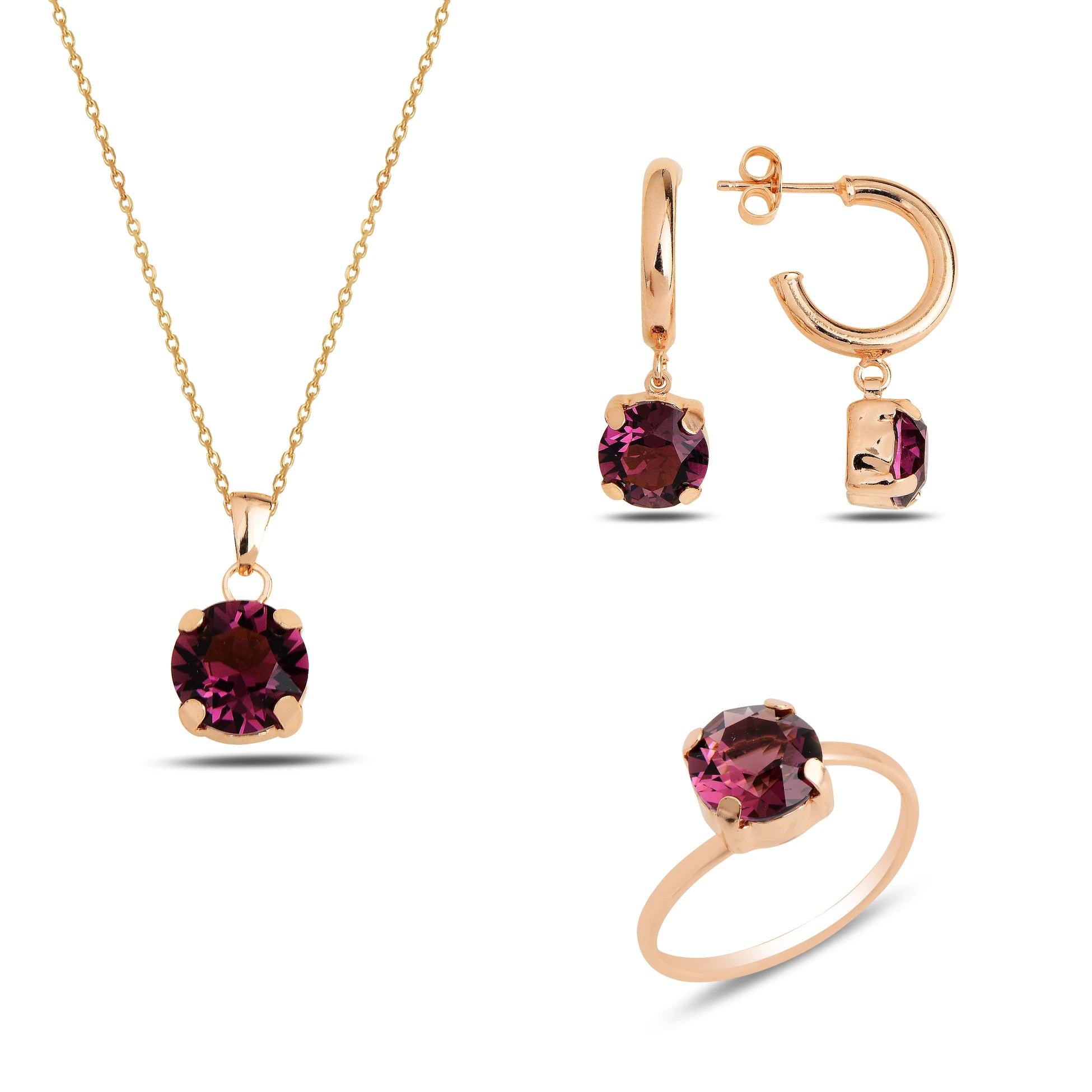 Sparkling Solitaire Jewelry Set - Minimalist Everyday Elegance