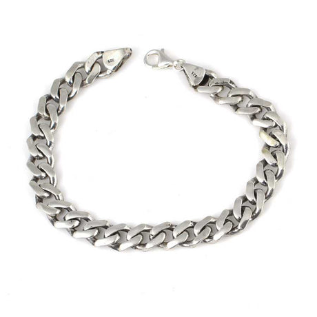 925 Sterling Silver Curb Chain Bracelet - Polished Gourmet Link