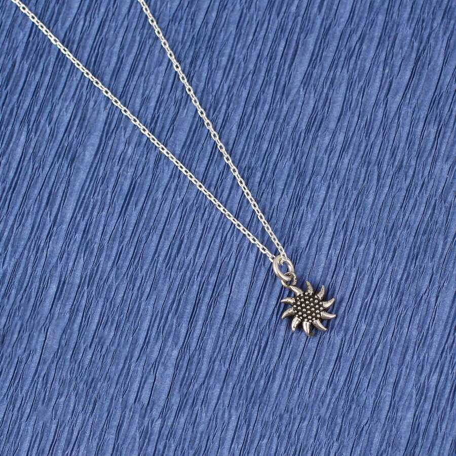 Sterling Silver Tiny Sun Pendant Necklace - Dainty Minimalist