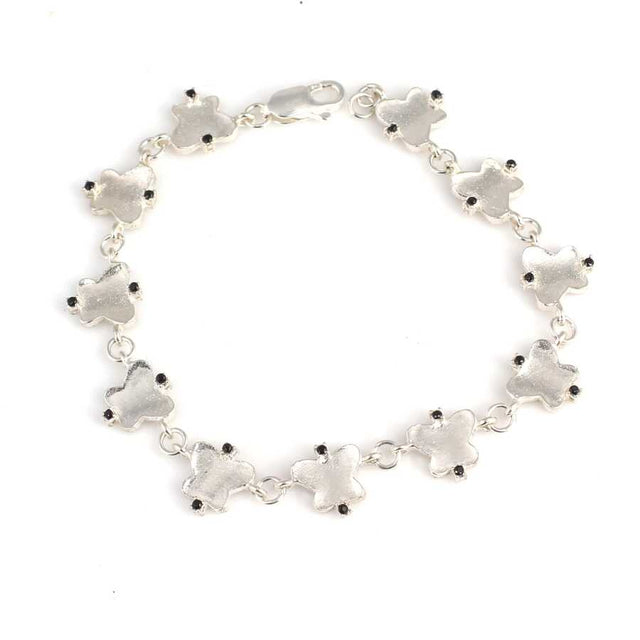 925 Sterling Silver Zircon Butterfly Row Bracelet