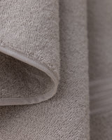 100% Cotton Plush Face Towel with Decorative Border - Light Gray