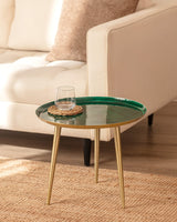 Green Aluminum Round Side Table - Modern Accent Decor