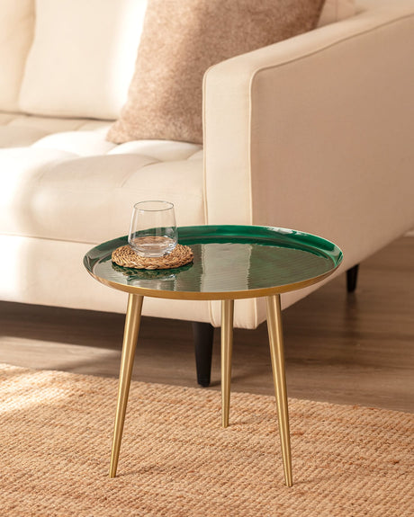 Green Aluminum Round Side Table - Modern Accent Decor