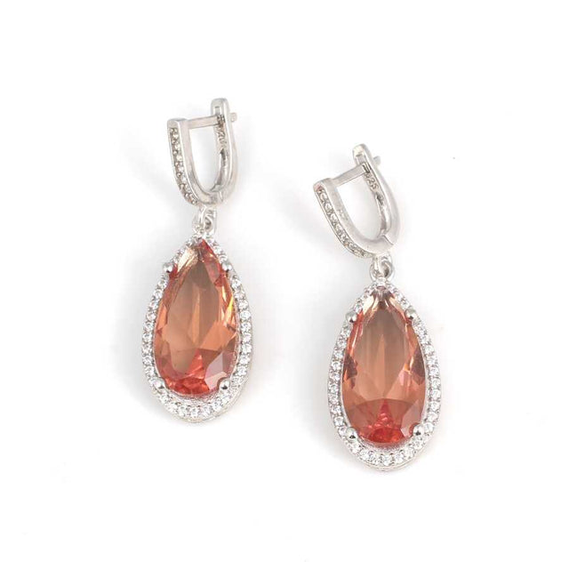 925 Sterling Silver Zultanite Teardrop Halo Dangle Earrings
