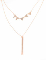 Minimalist 925 Sterling Silver Double Layer Triangle & Plate Necklace