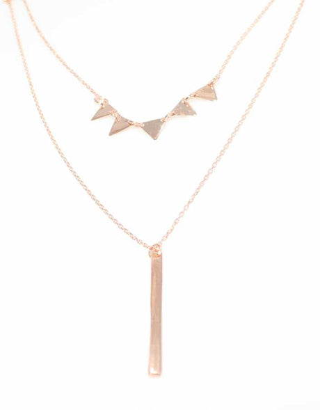 Minimalist 925 Sterling Silver Double Layer Triangle & Plate Necklace