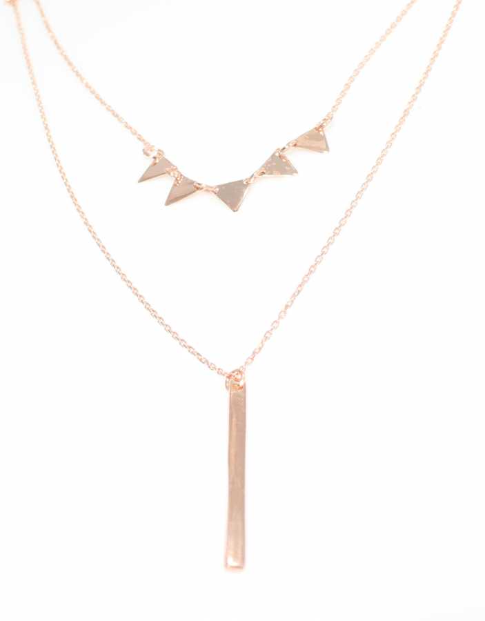 Minimalist 925 Sterling Silver Double Layer Triangle & Plate Necklace
