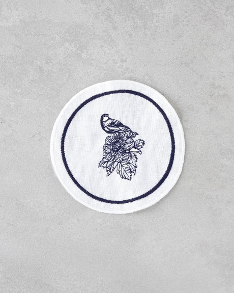Premium Durable Polyester Coaster Set - 4 Piece 14cm White Navy
