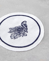 Premium Durable Polyester Coaster Set - 4 Piece 14cm White Navy