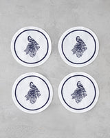 Premium Durable Polyester Coaster Set - 4 Piece 14cm White Navy