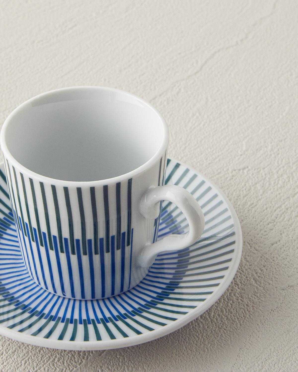 Elegant porcelænsk kaffekop sæt blå grøn 4 dele