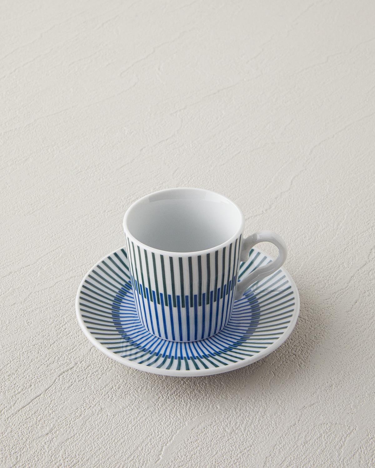 Elegant porcelænsk kaffekop sæt blå grøn 4 dele