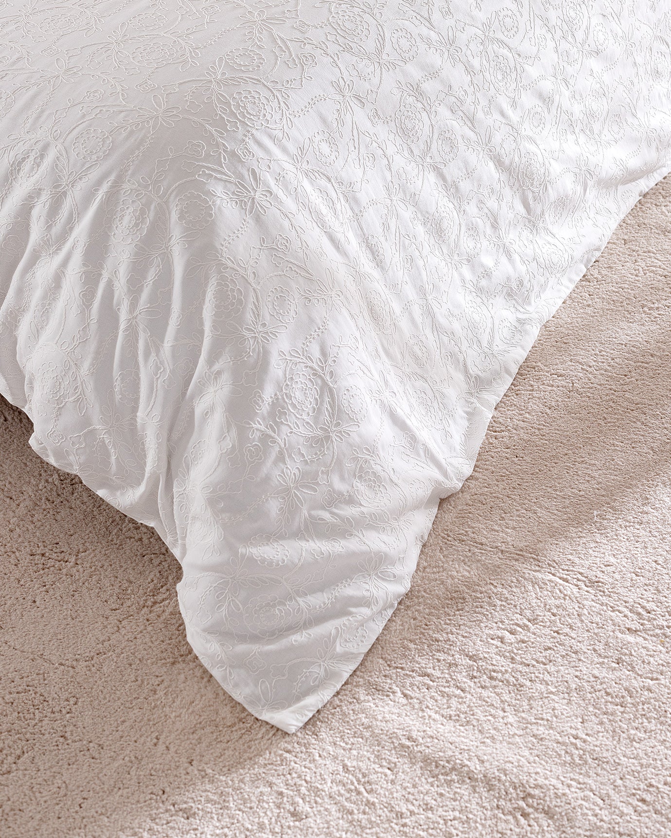 100% Cotton King Size Duvet Cover Set - Aulne Embroidered Design