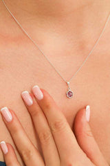 925 Sterling Silver Amethyst Floral Pendant Necklace - Delicate Design
