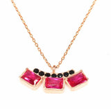 925 Sterling Silver Three-Stone Zircon Pendant Necklace for Her