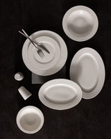New Bone China 6-Person Dinner Set - Elegant White & Silver Rim