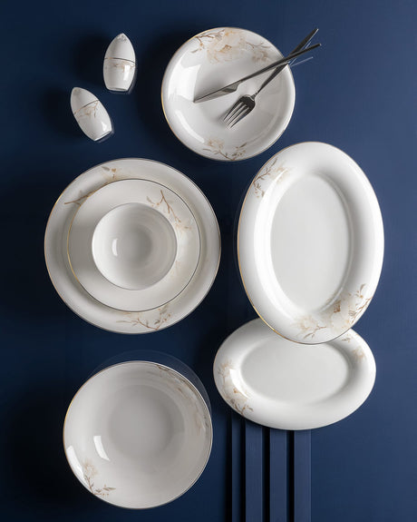 Fine Bone Porcelain 6-Person Dinnerware Set - Elegant & Durable