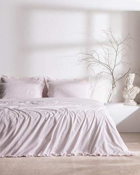 100% Cotton Ruffled Double Duvet Cover Set - Soft & Luxurious