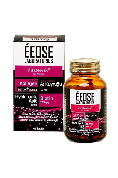 ÉEOSE VitaNorsk Collagen Tablets - Hyaluronic Acid, Biotin & Horsetail - 45 Tablets - TryAladdin