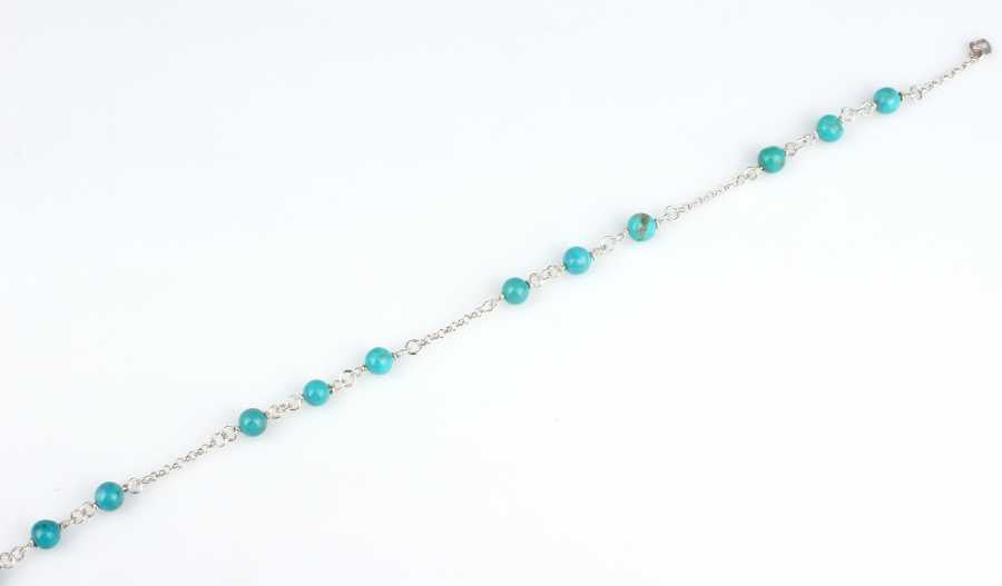 925 Sterling Silver Multi-Stone Turquoise Anklet