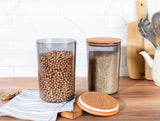 Luftdichte Lebensmittelbehälter mit Holzdeckeln – 2300 ml, 2er-Set
