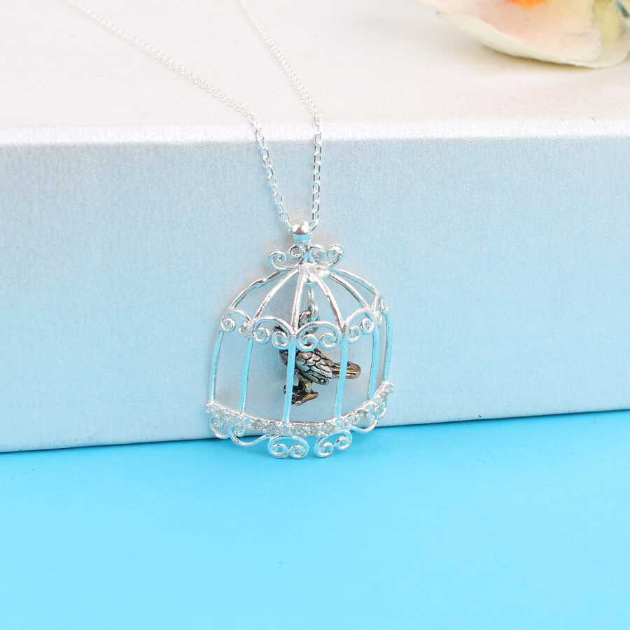 Sterling Silver Bird in Cage Necklace - Whimsical & Timeless Design