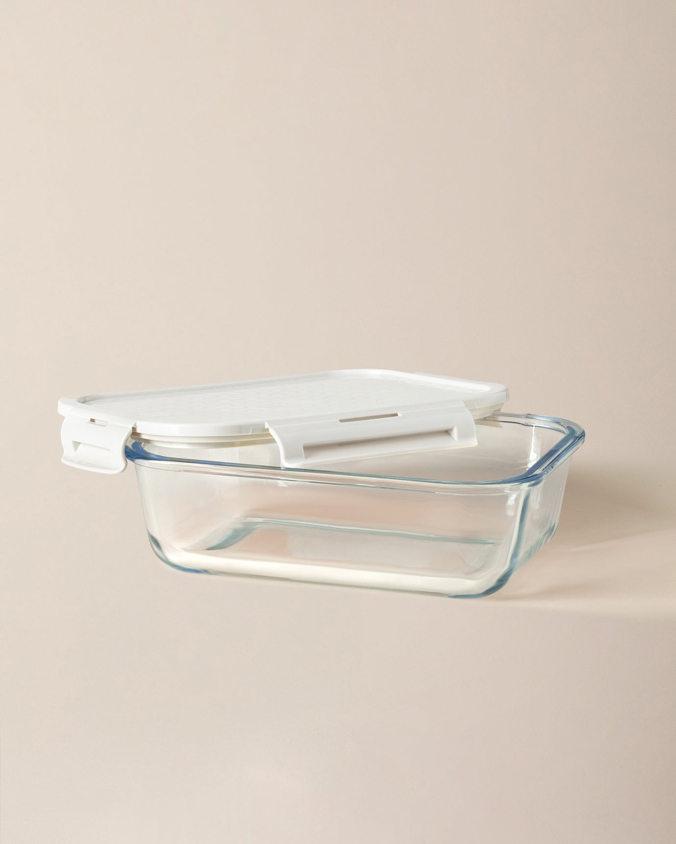 Rectangular Borosilicate Glass Food Container with Ecru Lid - 1500 ml
