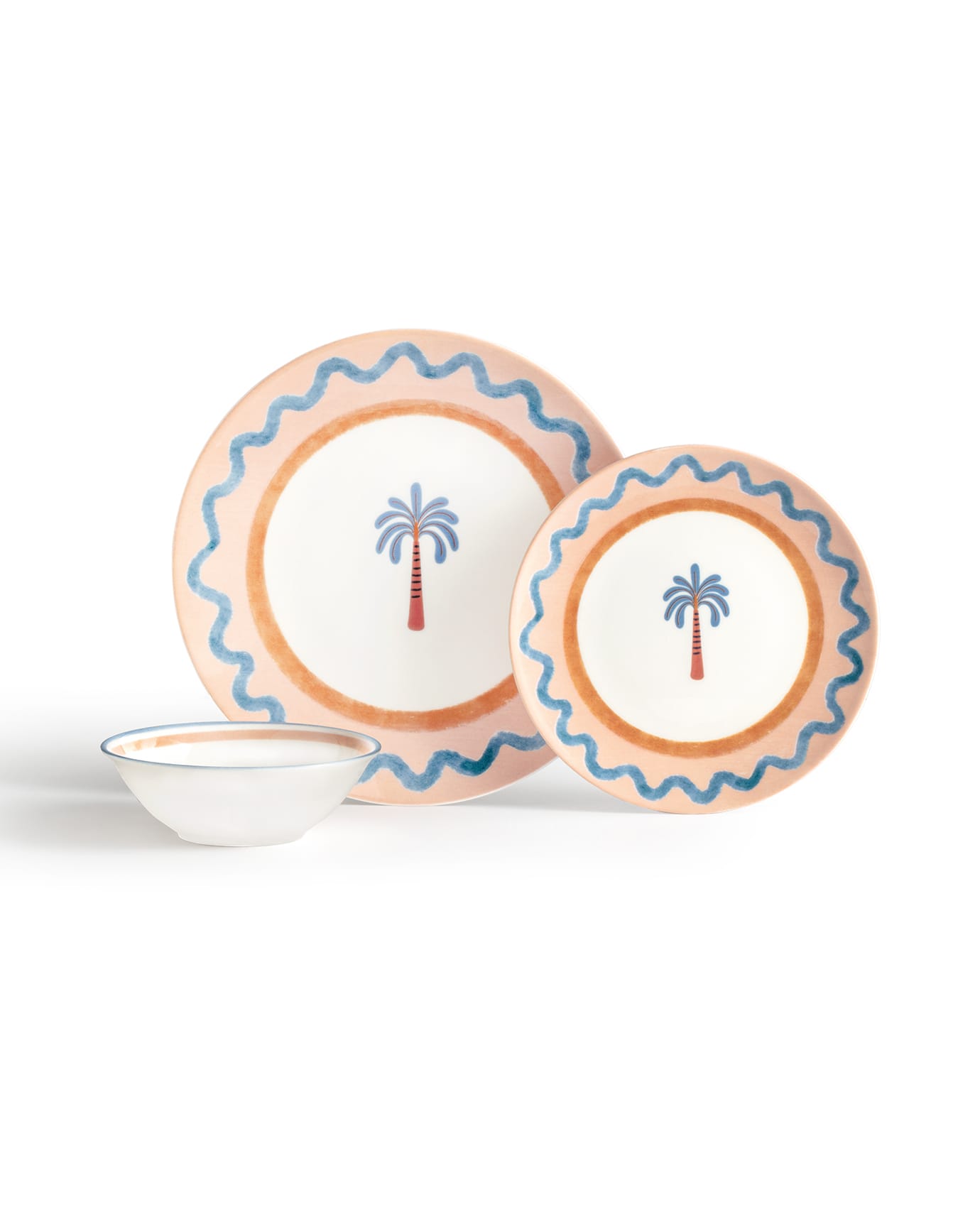 New Bone Porcelain 2-Person Dinner Set - Vibrant & Colorful