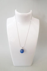 Scented Dark Blue Glass Sphere Necklace - Essential Oil Diffuser