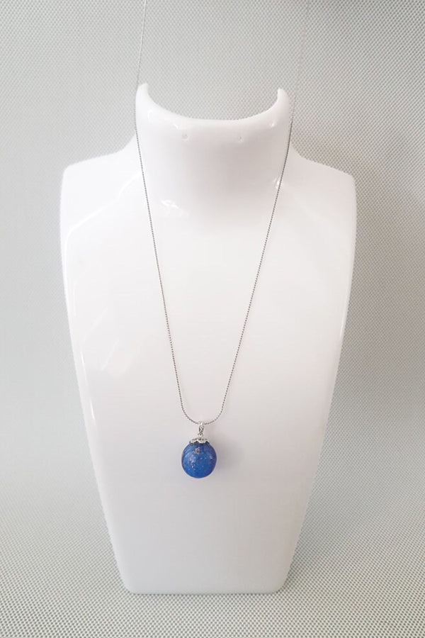 Scented Dark Blue Glass Sphere Necklace - Essential Oil Diffuser