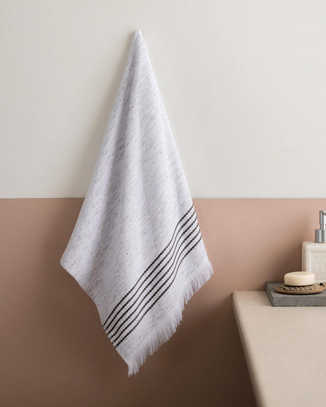 Soft Cotton Blend Face Towel - Plush Absorbency, White/Grey