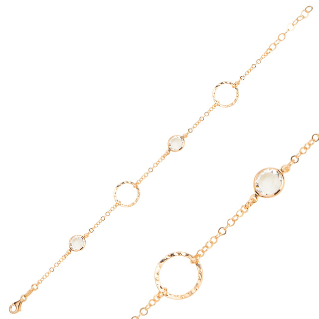 Polished Metal Link Bracelet - Contemporary Hoop Design