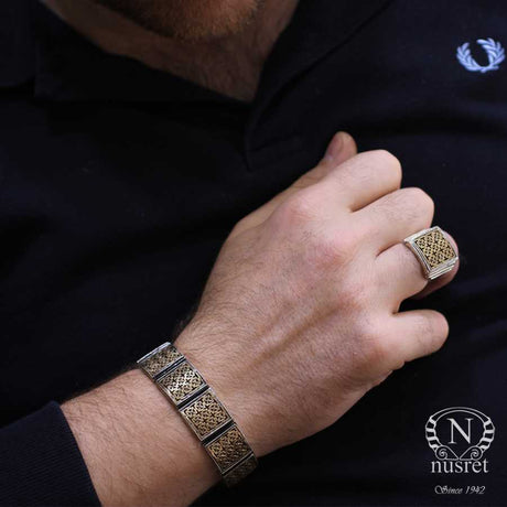 Professional 925 Sterling Silver Bronze Blend Constantinople Design Bracelet
