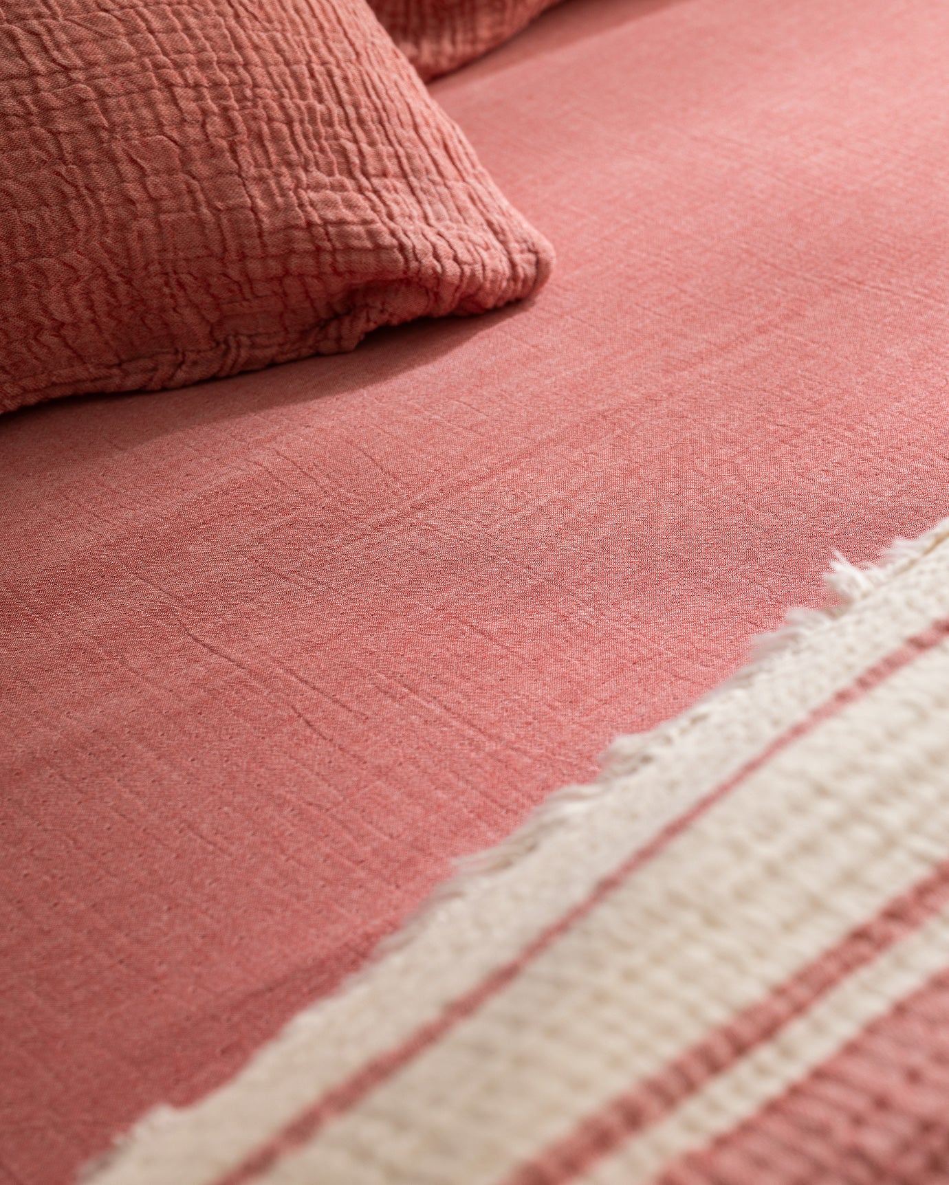 100% Cotton Double Pique Bedspread Set - Soft Muslin Weave