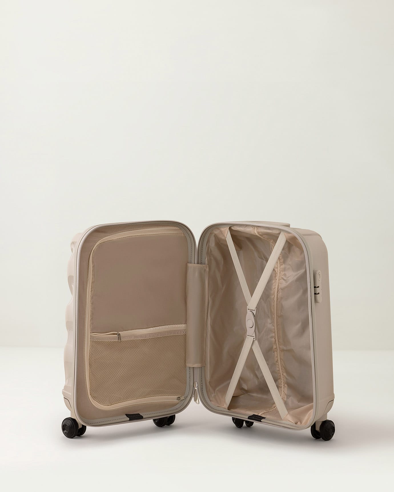 Beige Hardshell Carry-On Suitcase - Cabin Size Travel Luggage