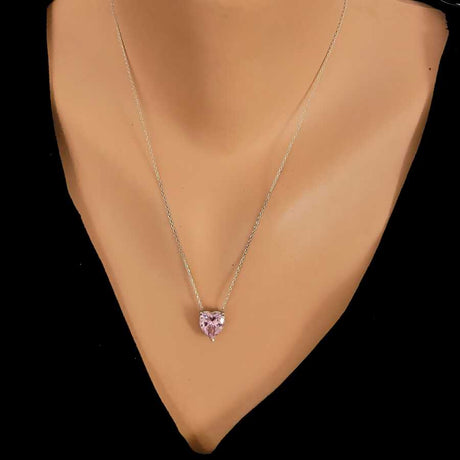 925 Sterling Silver Rose Quartz Heart Necklace - Delicate Elegance