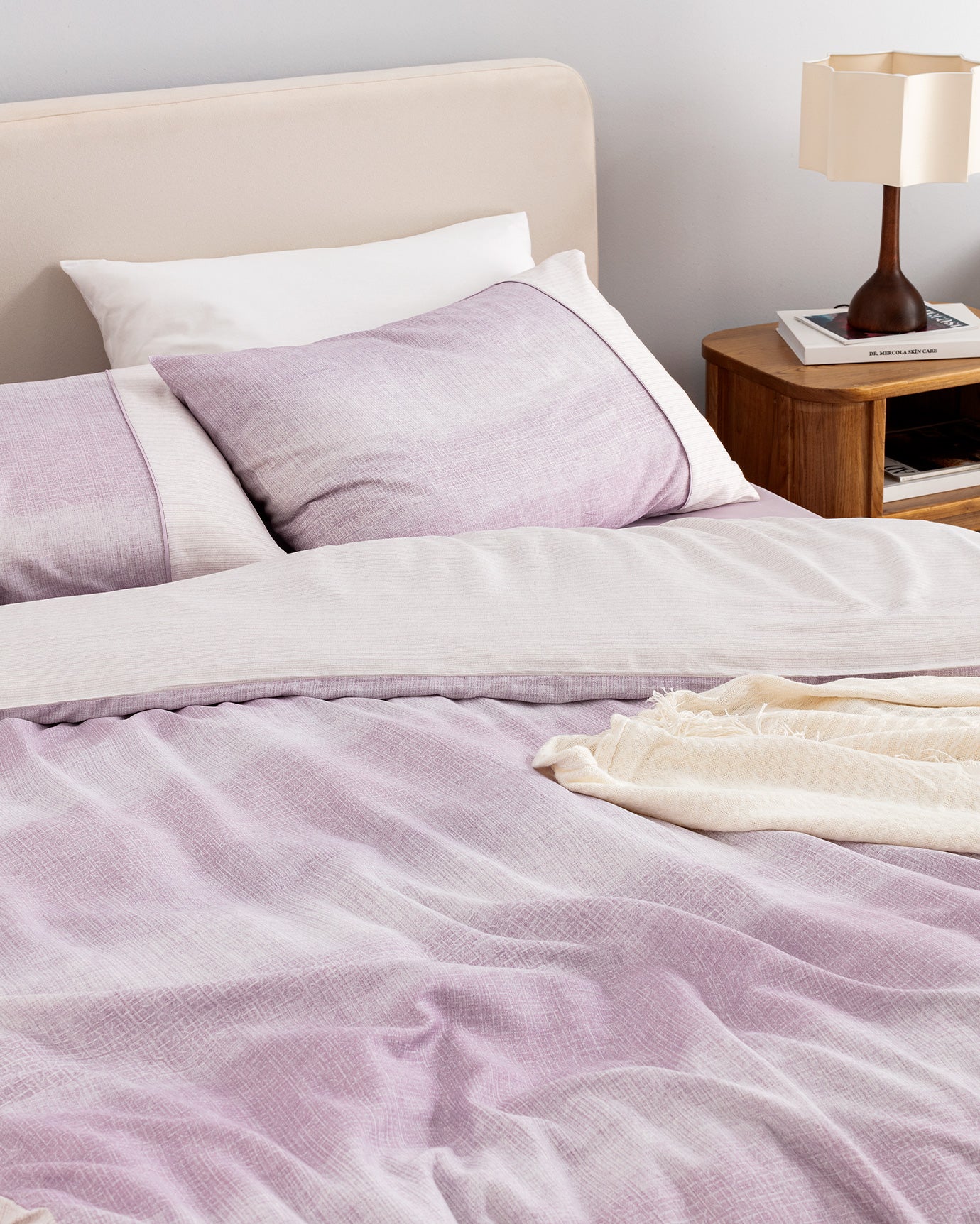 100% Cotton King Size Duvet Cover Set - Elegant Crepe Print