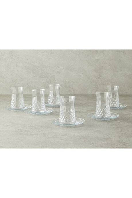 Elegant Aura Transparent Glass 6 Person Tea Set - 12 Piece - TryAladdin