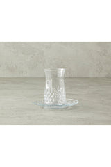 Elegant Aura Transparent Glass 6 Person Tea Set - 12 Piece - TryAladdin