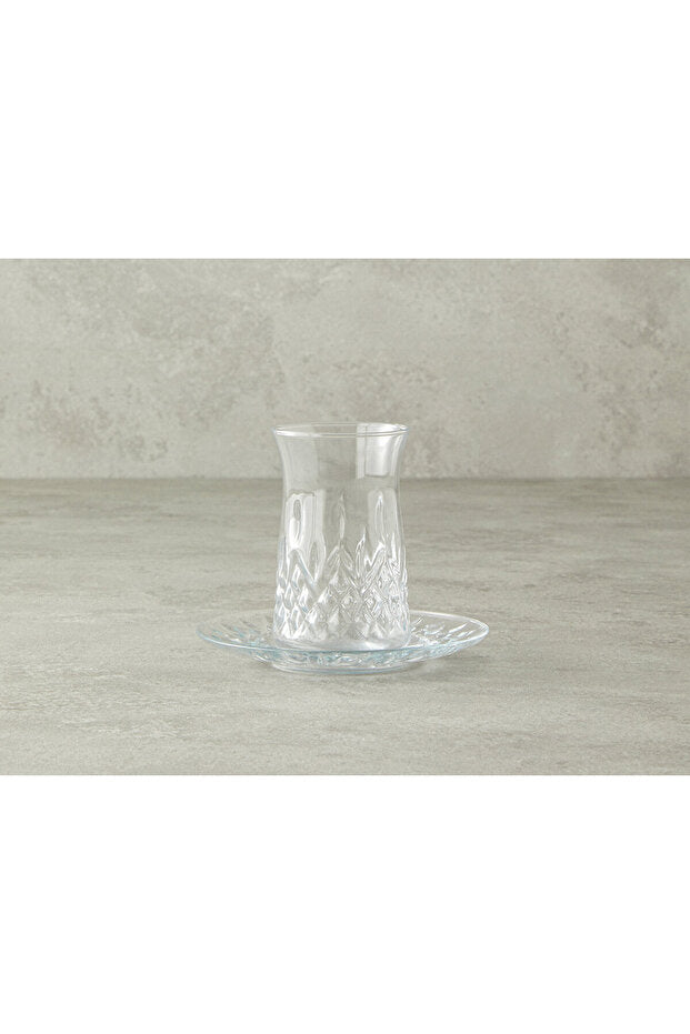 Elegant Aura Transparent Glass 6 Person Tea Set - 12 Piece - TryAladdin