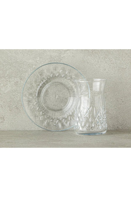 Elegant Aura Transparent Glass 6 Person Tea Set - 12 Piece - TryAladdin