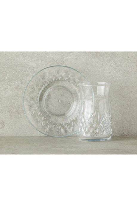 Elegant Aura Transparent Glass 6 Person Tea Set - 12 Piece - TryAladdin