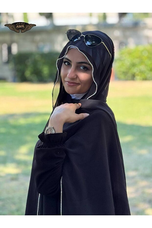 Elegant Chiffon Shawl - Stone - Embellished Edges - TryAladdin